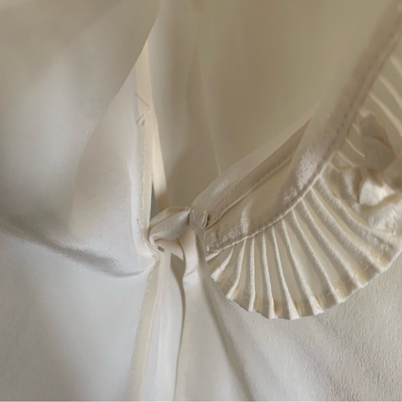 Etcetera Silk Ivory Cream V-Neck Wrap Blouse, 6 - Picture 8 of 14